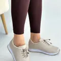 Finna Bej Cilt Bağcıklı Spor Ayakkabı