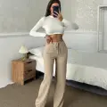 Fitilli şardonlu pantolon bej a4058