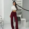 Fitilli şardonlu pantolon bordo a4058