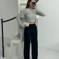 Fitilli şardonlu pantolon siyah a4058