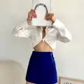 Gabardin fermuarlı şort etek S24906