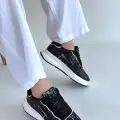 Hawer Siyah Cilt Bağcıklı Spor Ayakkabı
