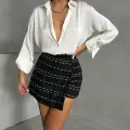 İki düğmeli ch kumaş şort etek siyah h26414