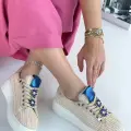 Iwer Bej Hasır Dokumalı Bağcıklı Spor Ayakkabı