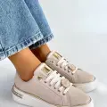 Jlar Bej Cilt Bağcıklı Spor Ayakkabı