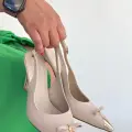 Joye Bej Cilt Topuklu Ayakkabı