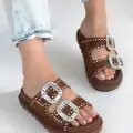 Juana Taba  Nubuk  Taşlı Terlik