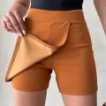 Kapaklı şort etek camel s208