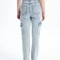 Kargo cep kar yıkama jeans pantolon