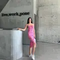 Kaşkorse Desenli askılı elbise