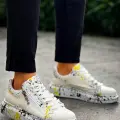 KB-02  Kuback  Bağcıklı Crocodile Beyaz Sarı Günlük Erkek Ayakkabı