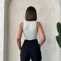 Kemer detaylı gabardin şort siyah s25289