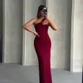 Krinkıl tek omuz uzun elbise bordo s25455