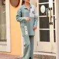 Kuş gözü triko takım Mint