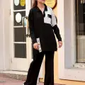 Kuş gözü triko takım Siyah