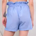 Kuşaklı keten şort mavi s255265