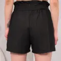 Kuşaklı keten şort siyah s255265