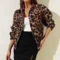 Leopar desenli astarlı ceket siyah t1192