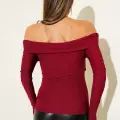 Madonna Çapraz Yaka Bluz Bordo t4331