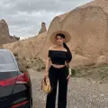 Madonna yaka bol paça pantolonlu takım