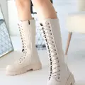 Mennd Bej Cilt Bağcıklı Çizme