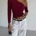 Omuz detaylı kollu bluz bordo f2336