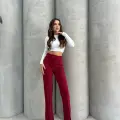 Önü cumalı ithal krep pantolon