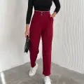 örme krep pantolon çift düğmeli