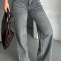 Palazzo bıyık kar yıkama buz mavi jeans pantolon d2008