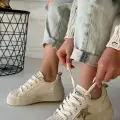 Piata Bej Cilt Bej Tabanlı Bağcıklı Spor Ayakkabı