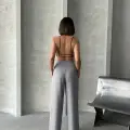 Pileli keten pantolon s255046
