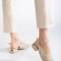 Piyar Bej Taşlı Topuklu Ayakkabı