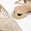 Piyar Bej Taşlı Topuklu Ayakkabı
