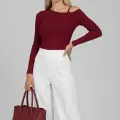 Tek Omuz İpli Bluz Bordo t4328