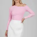 Tek Omuz İpli Bluz Pembe T4328