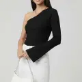 Tek Omuzlu Basic Bluz Siyah T4275