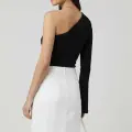 Tek Omuzlu Basic Bluz Siyah T4275
