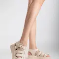 Toten Bej Cilt Kemerli Sandalet