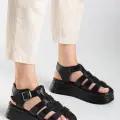 Toten Siyah Cilt Kemerli Sandalet