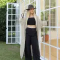 Uzun hırka çoban dikiş bej