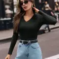 V yaka kaşkorse bluz siyah w3817
