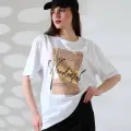Varak baskılı imza desen tişört