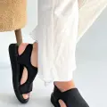 Wayi Siyah Hasır Cilt Sandalet
