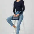 Yanı Büzgülü bluz Lacivert T4322