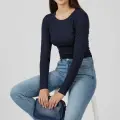 Yanı Büzgülü bluz Lacivert T4322