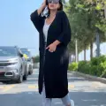 Yarasa kol uzun triko hırka siyah