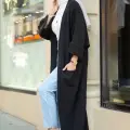 Yarasa kol uzun triko hırka siyah