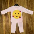 3-12 aylık emoji detalı takım pembe