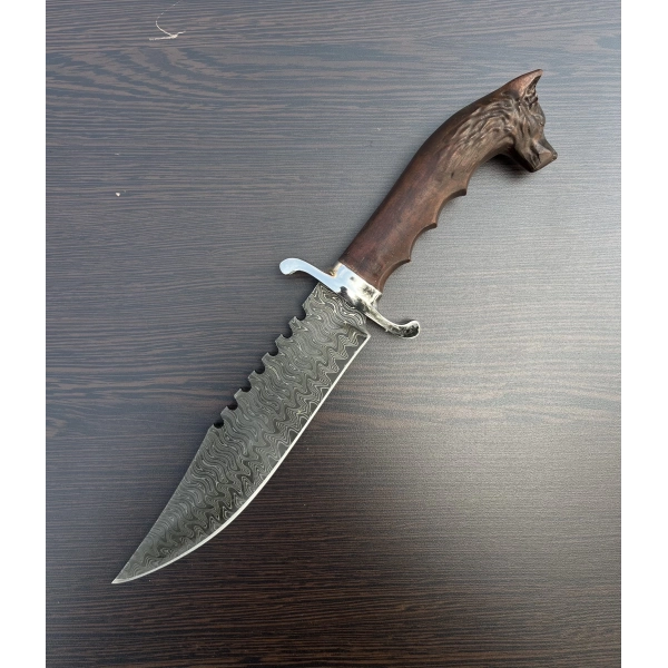 DAMASCUS KURT BAŞ KABZA TIRTIKLI OUTDOOR BIÇAK