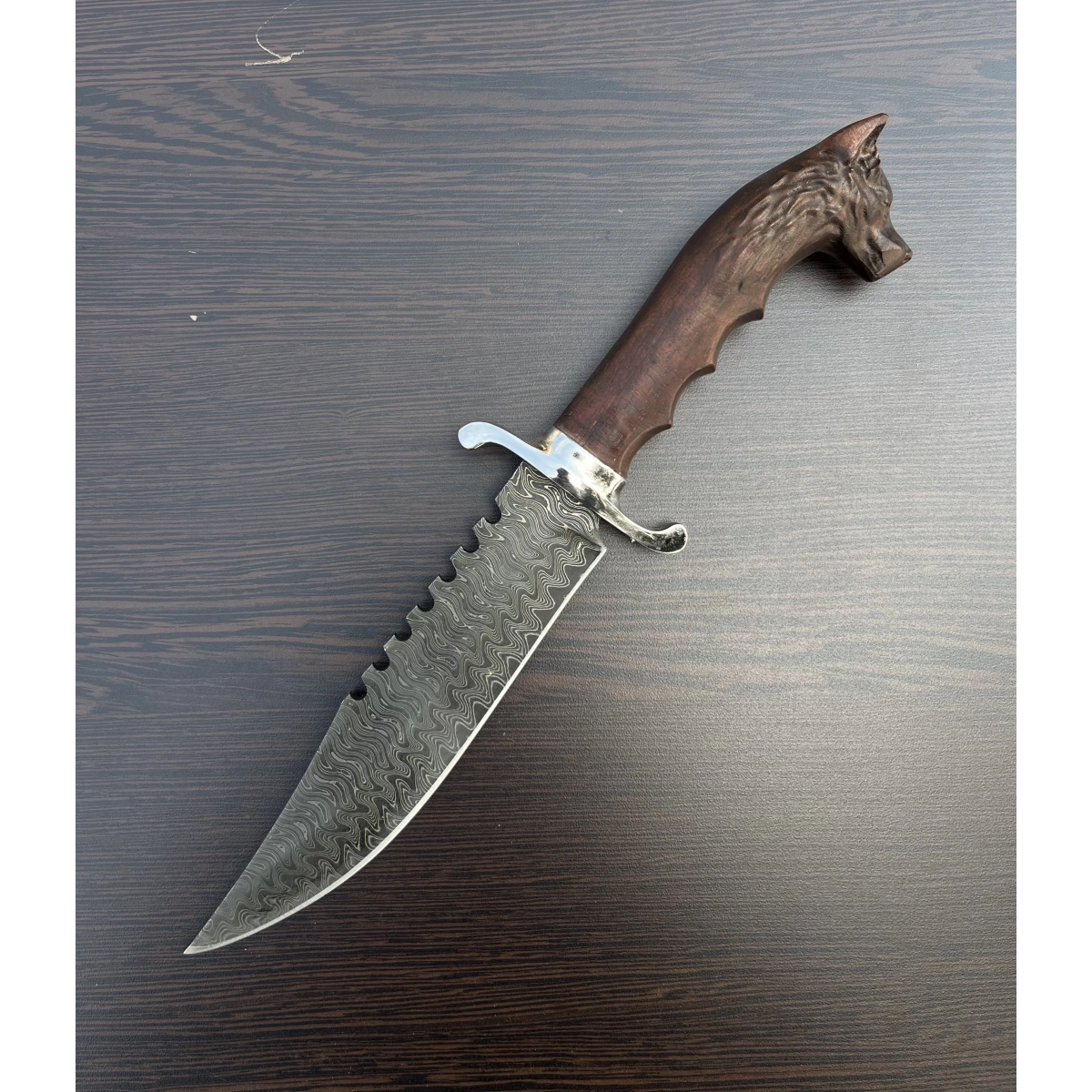 DAMASCUS KURT BAŞ KABZA TIRTIKLI OUTDOOR BIÇAK